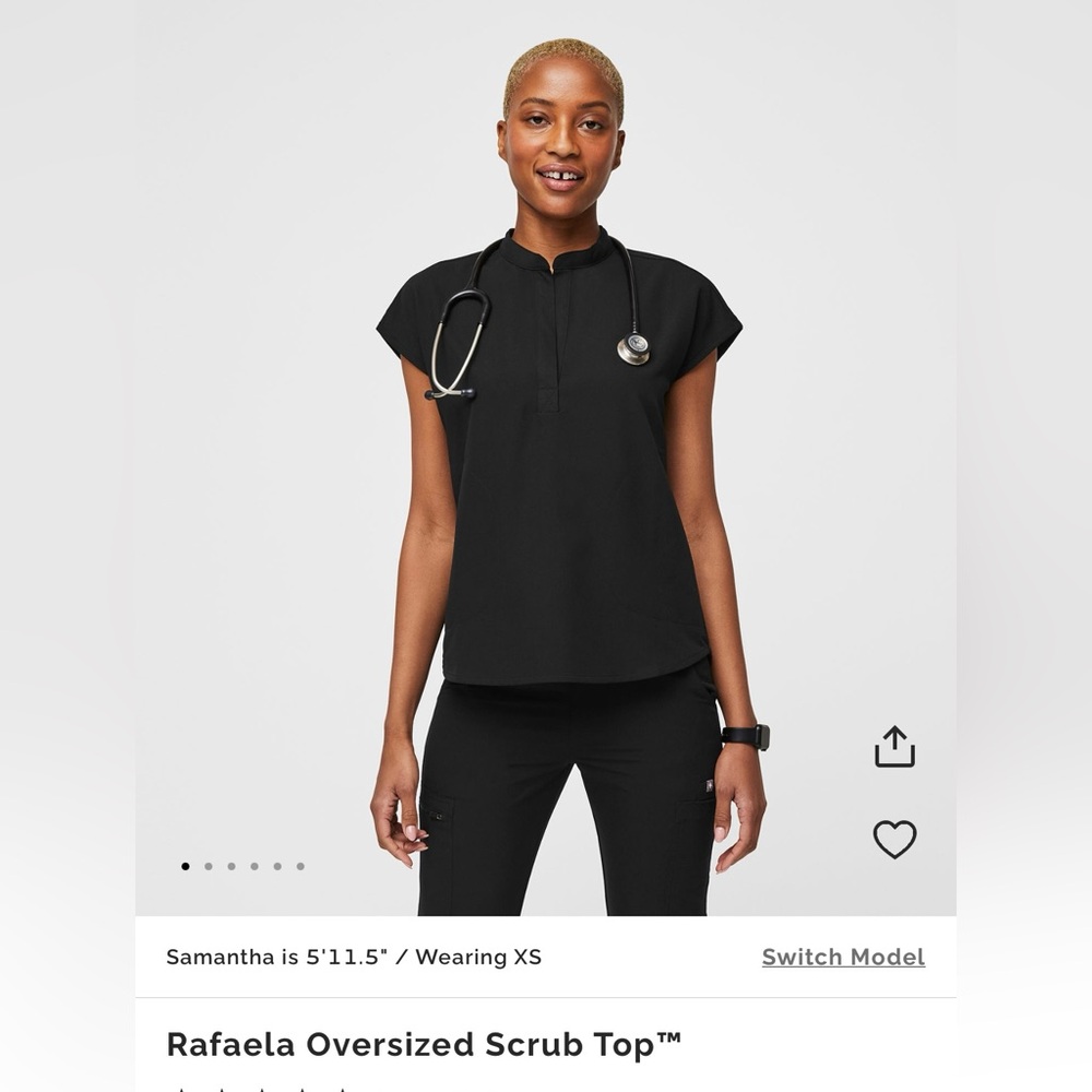 Figs Rafaela Oversized Scrub Top Black M